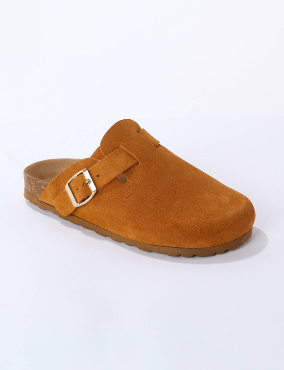 Klompen in splitleer met verstelbare gesp (karamel) Klompen in splitleer met verstelbare gesp (karamel)